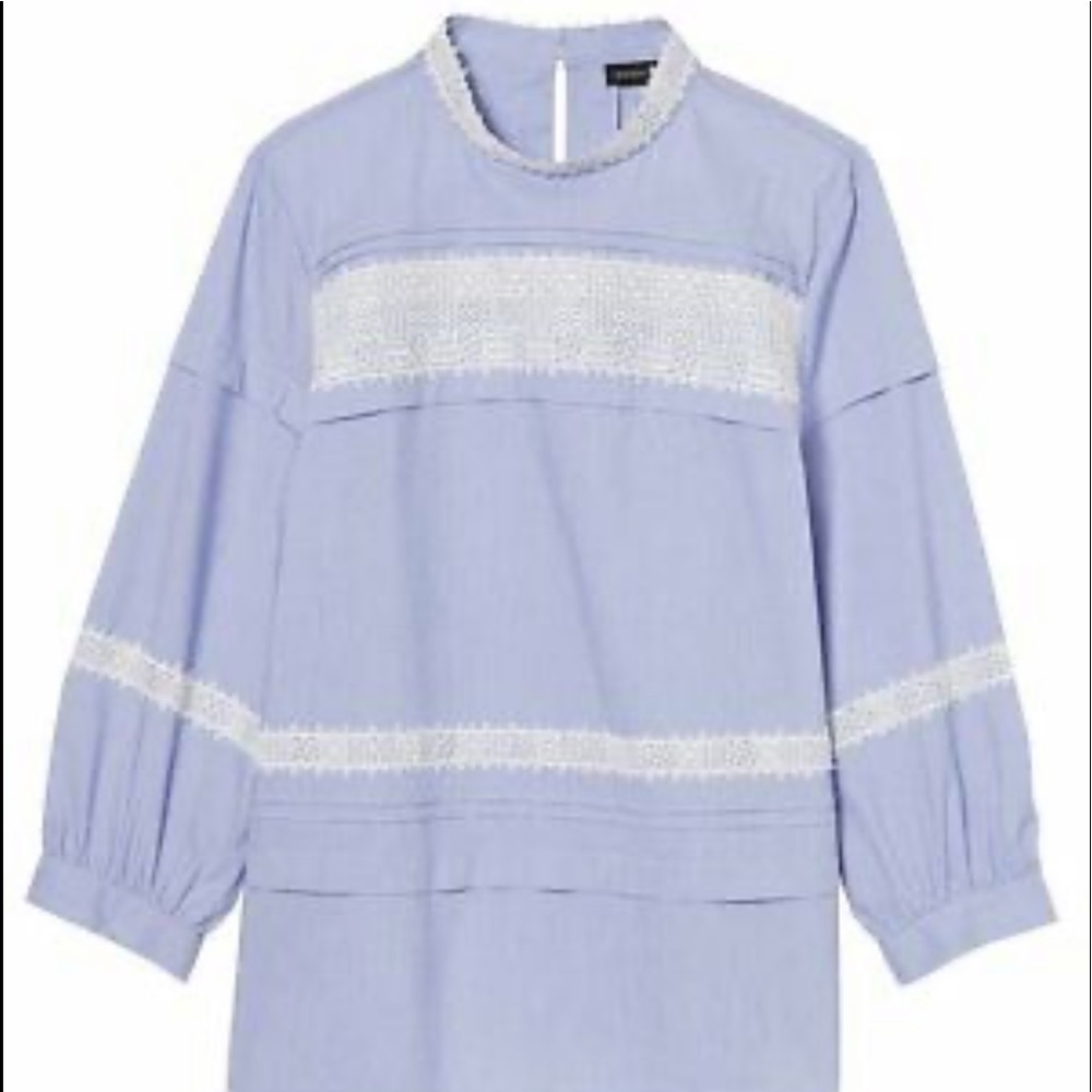 Banana Republic Blue Striped Pintuck Shirt